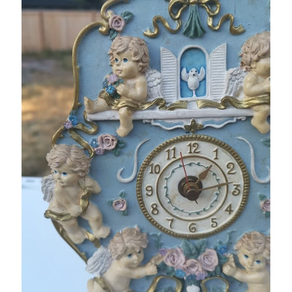 Vintage Cherub Style Cupid Angel's And Roses Clock Works